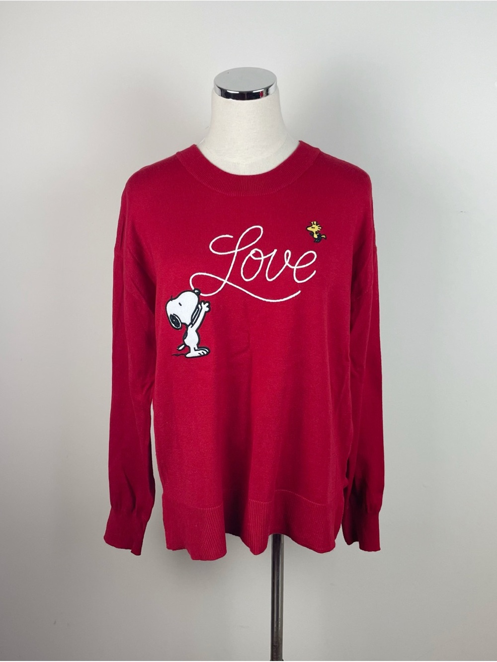 Peanuts Red White Yellow Black Snoopy Charlie Brown Sweater Women Medium